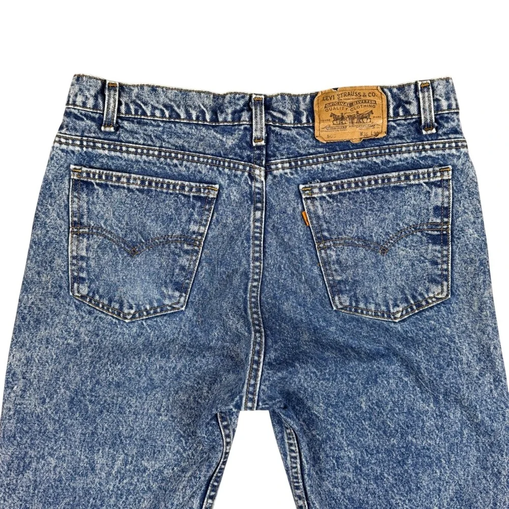Vtg Levi's 505 80s Men's Acid Wash‎ Jeans USA Made Altered W33 L24